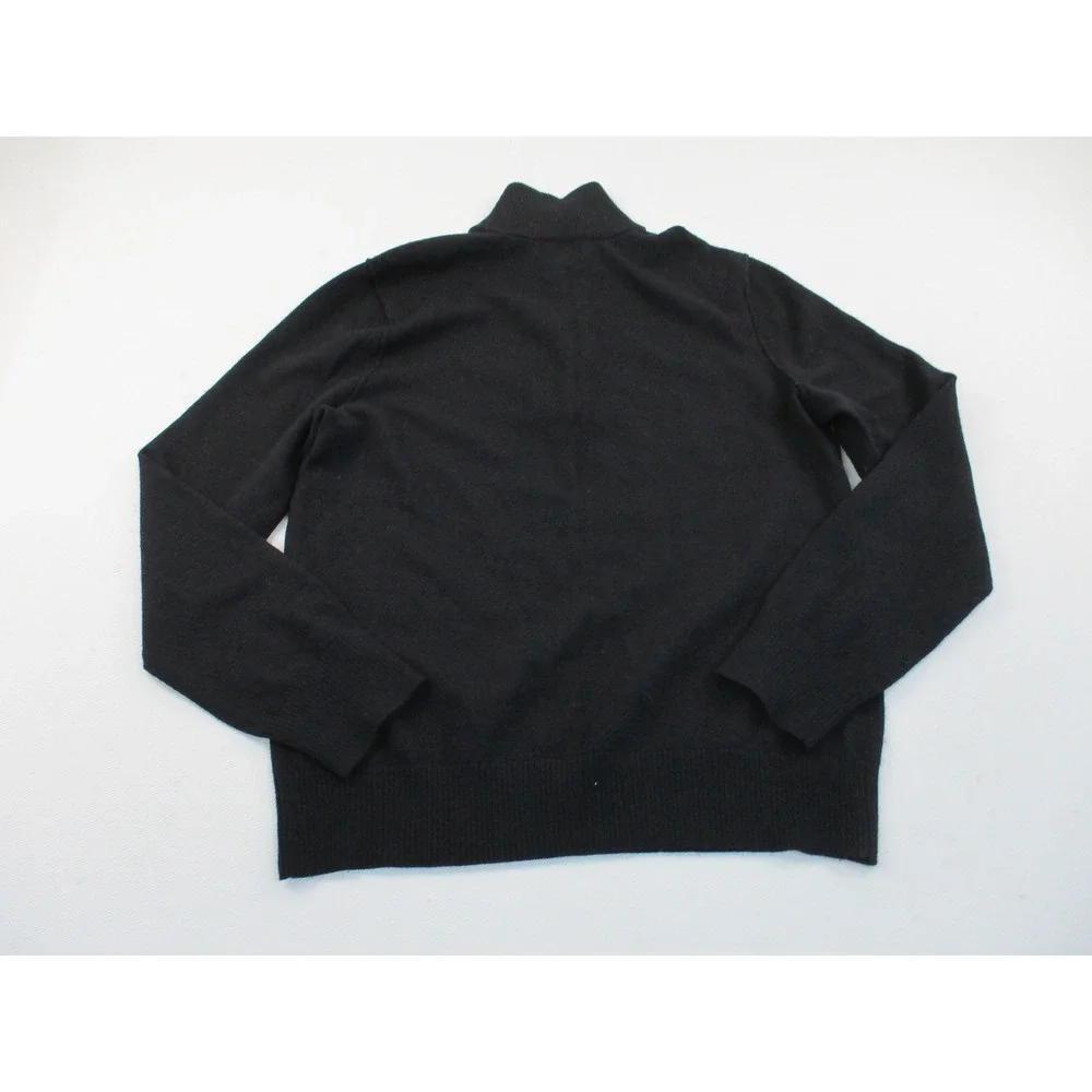 Banana Republic Sweater Mens M Black Merino Wool Mock Neck Quarter Snap Pullover